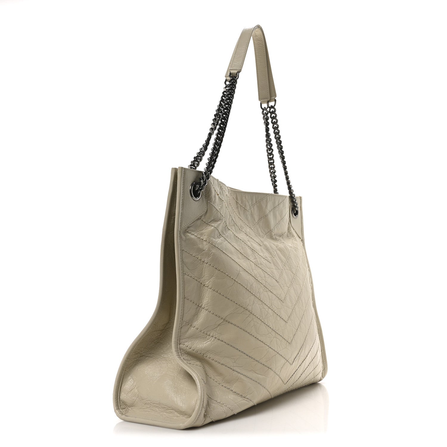 Saint Laurent Crinkled Calfskin Matelasse Monogram Large Niki Shopper Tote Cream Soft 3 of 10