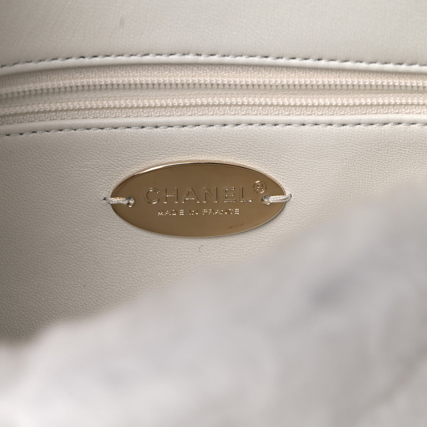 Shearling Lambskin Crystal Strass Flap White