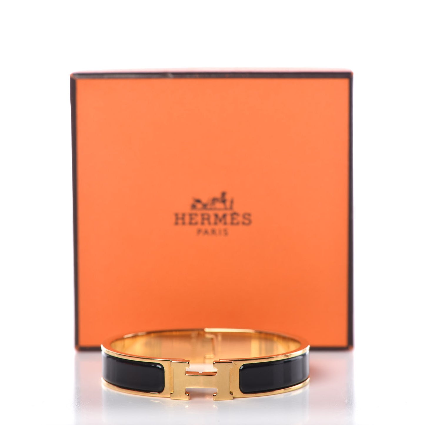 Enamel Narrow Clic Clac H Bracelet PM Black
