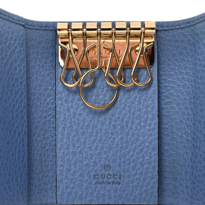 Gucci Pebbled Calfskin GG Marmont 6 Key Holder Mineral Blue 6 of 7
