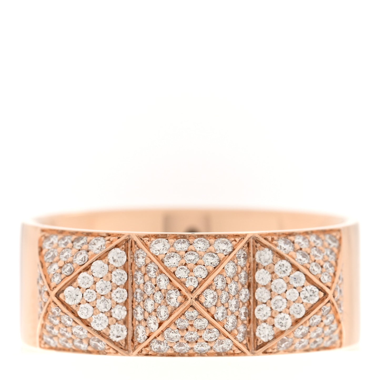18K Rose Gold Diamond Pave Clou D'H Ring 60 9
