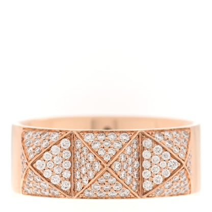 Hermes 18K Rose Gold Diamond Pave Clou D'H Ring 60 9 1 of 5