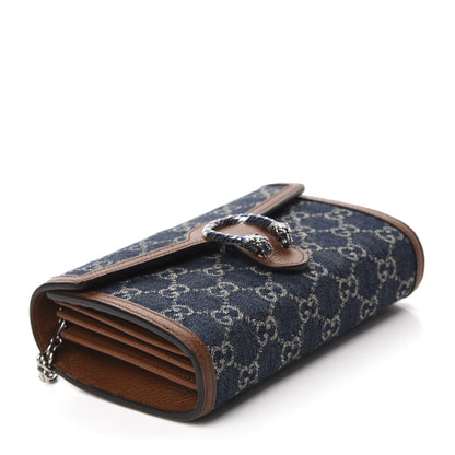 Gucci New Denim GG Monogram Dollar Calfskin Enamel Mini Dionysus Chain Wallet Blue Tea Cuir Epilog Electric Blue 4 of 10