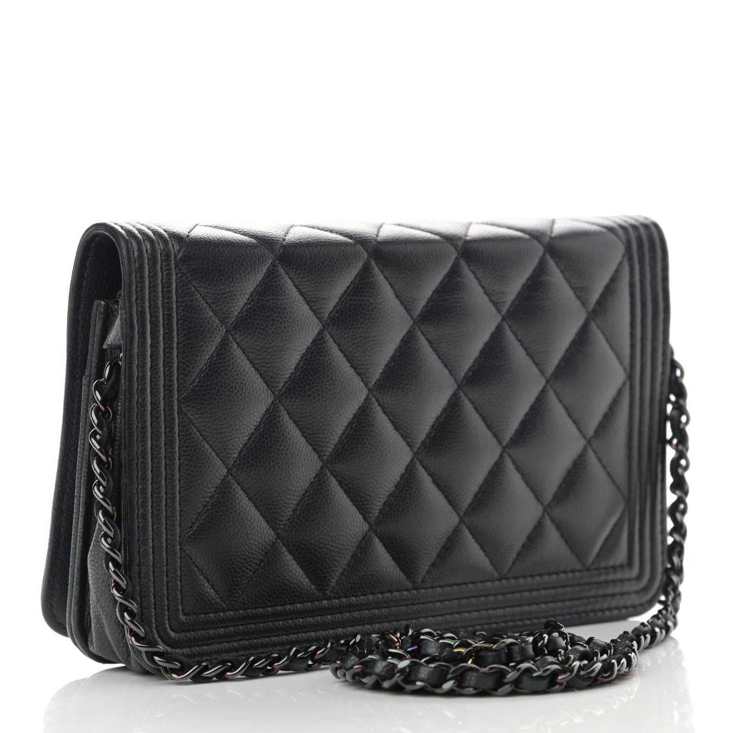 Caviar Quilted Boy Wallet On Chain WOC So Black