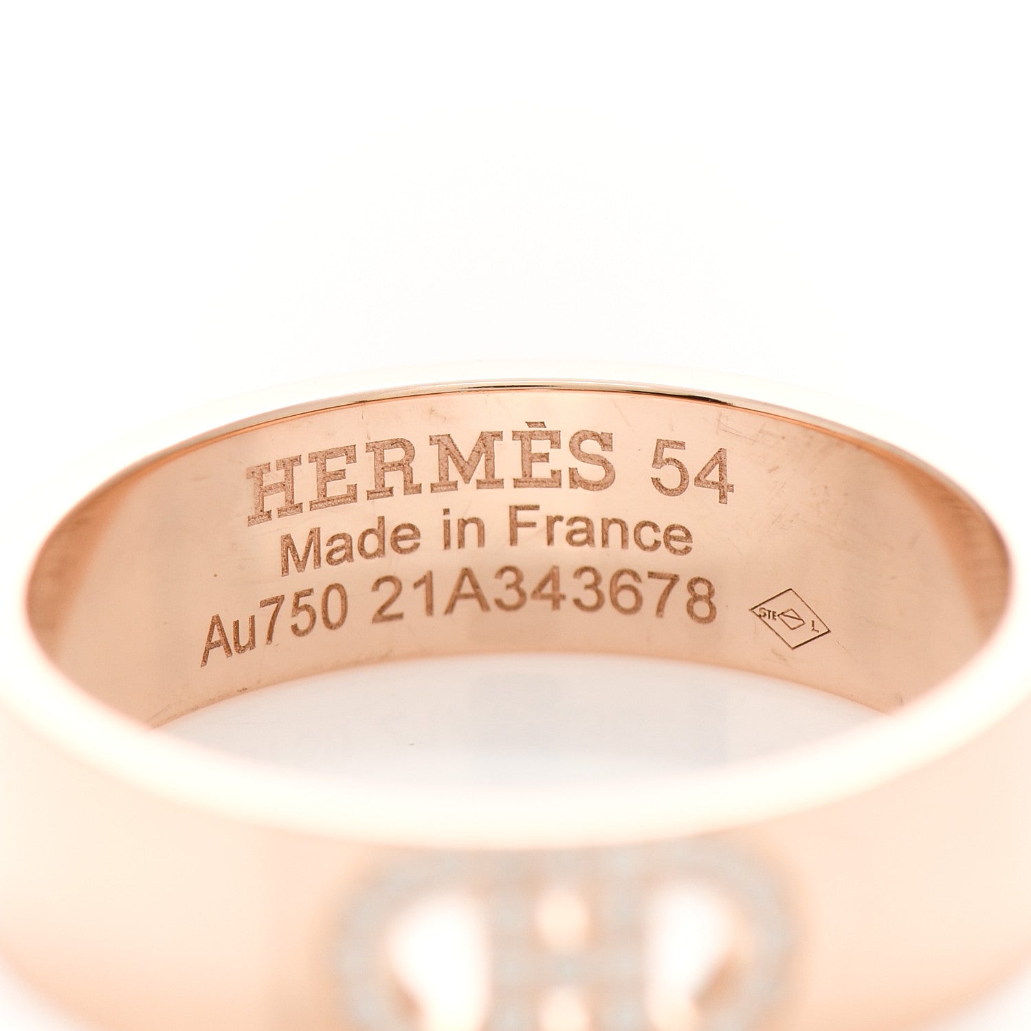 Hermes 18K Rose Gold Diamond PM H D'Ancre Ring 54 6.75 4 of 5