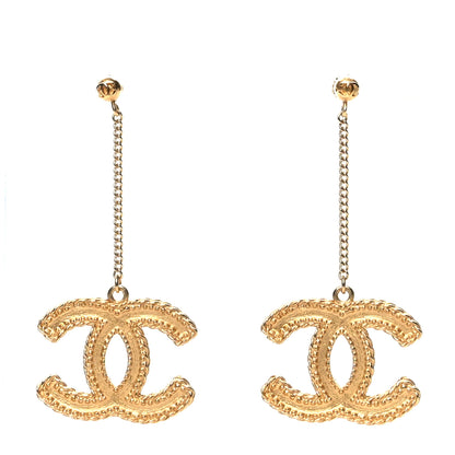 Chanel CC Drop Earrings Matte Gold 1 of 4
