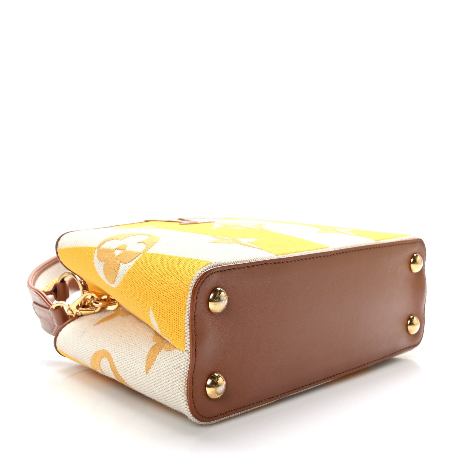 Louis Vuitton Canvas Calfskin Embroidered Braided Monogram Capucines BB Ecru Jaune 4 of 9