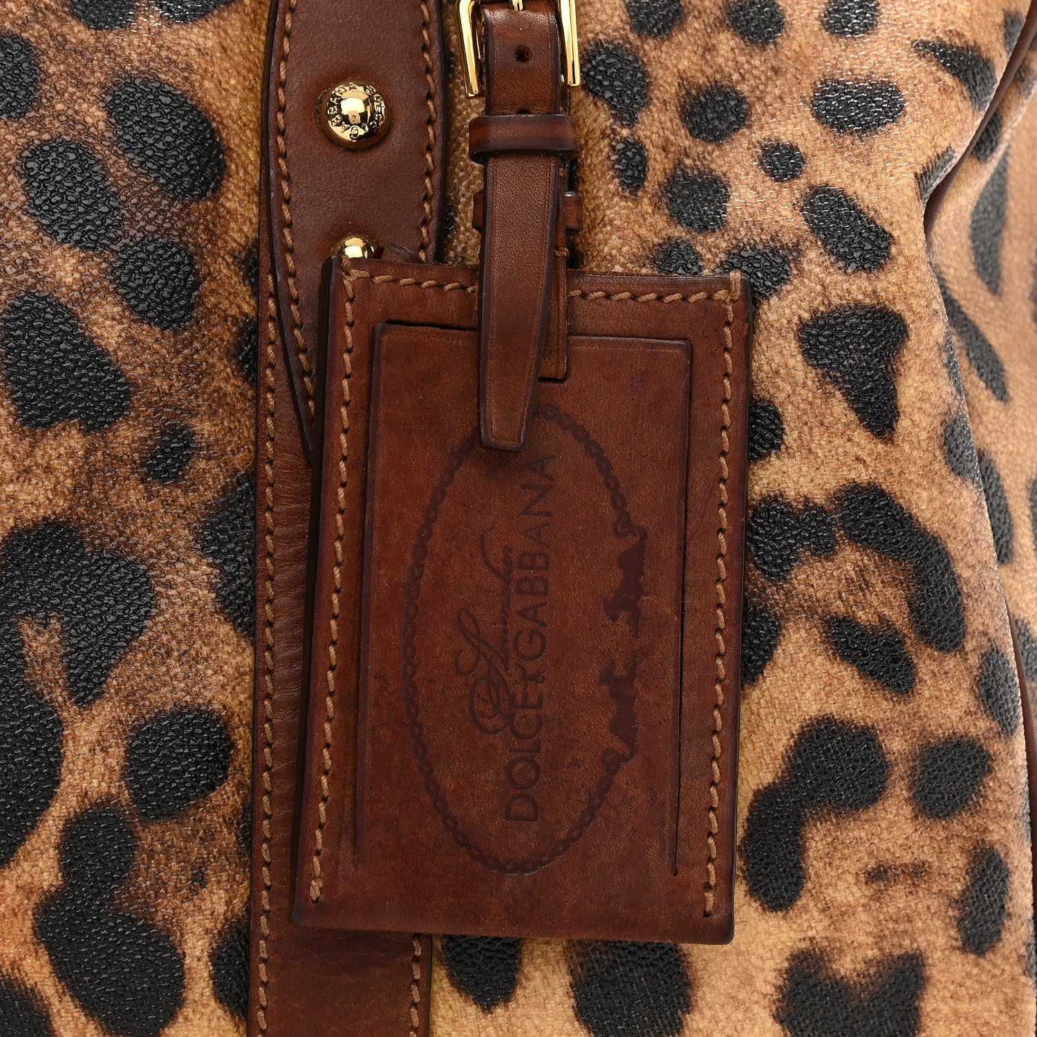 Dolce & Gabbana Coated Canvas Leopard Print Boston Bag 11 of 15
