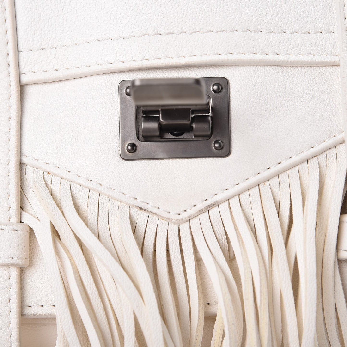 Lambskin Fringe PS1 Crossbody Pouch White