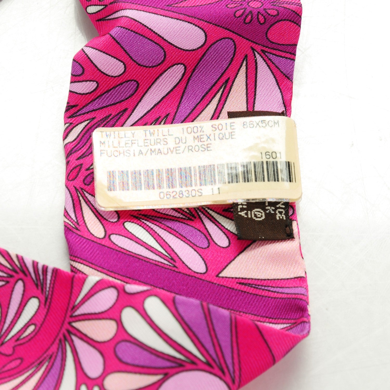 Hermes Silk Millefleurs Du Mexique Twilly Fuchsia Mauve Rose 5 of 6