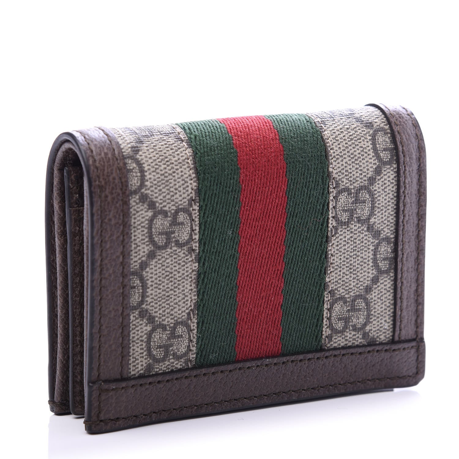 Gucci GG Supreme Monogram Web Ophidia Card Case Beige New Acero 3 of 9