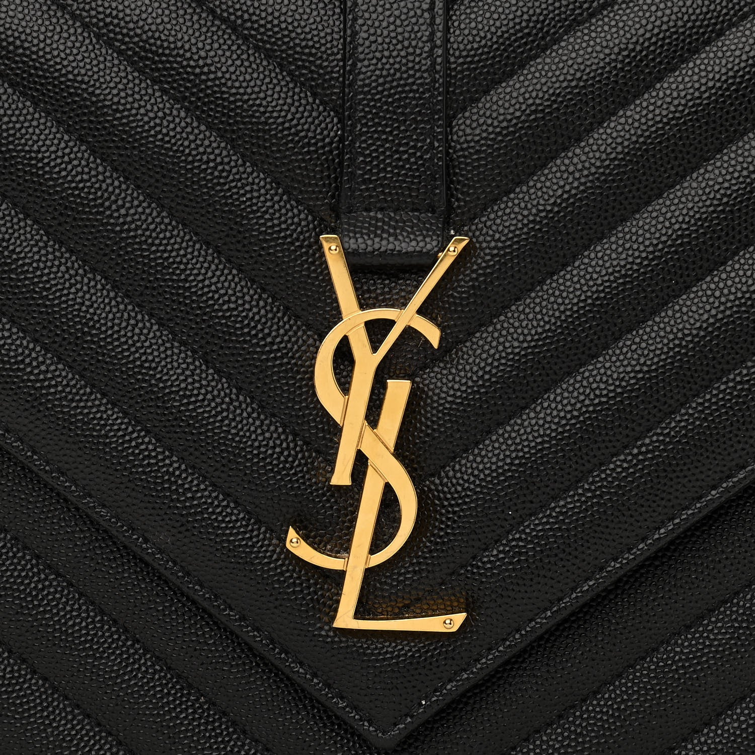 Saint Laurent Grain De Poudre Matelasse Chevron Large Monogram Satchel Black 9 of 13