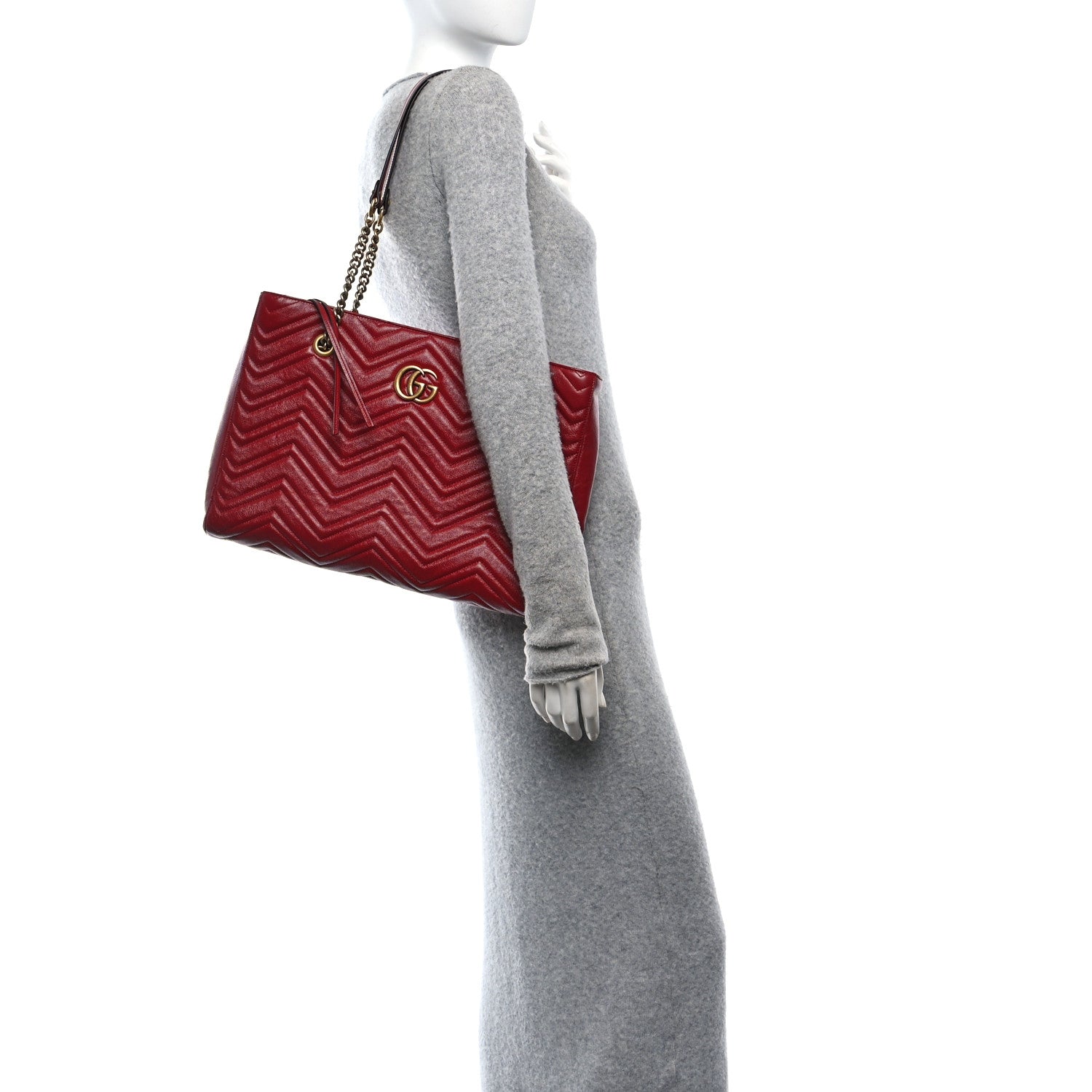 Gucci Azalea Calfskin Matelasse Medium GG Marmont Slim Tote Romantic Cerise 3 of 10