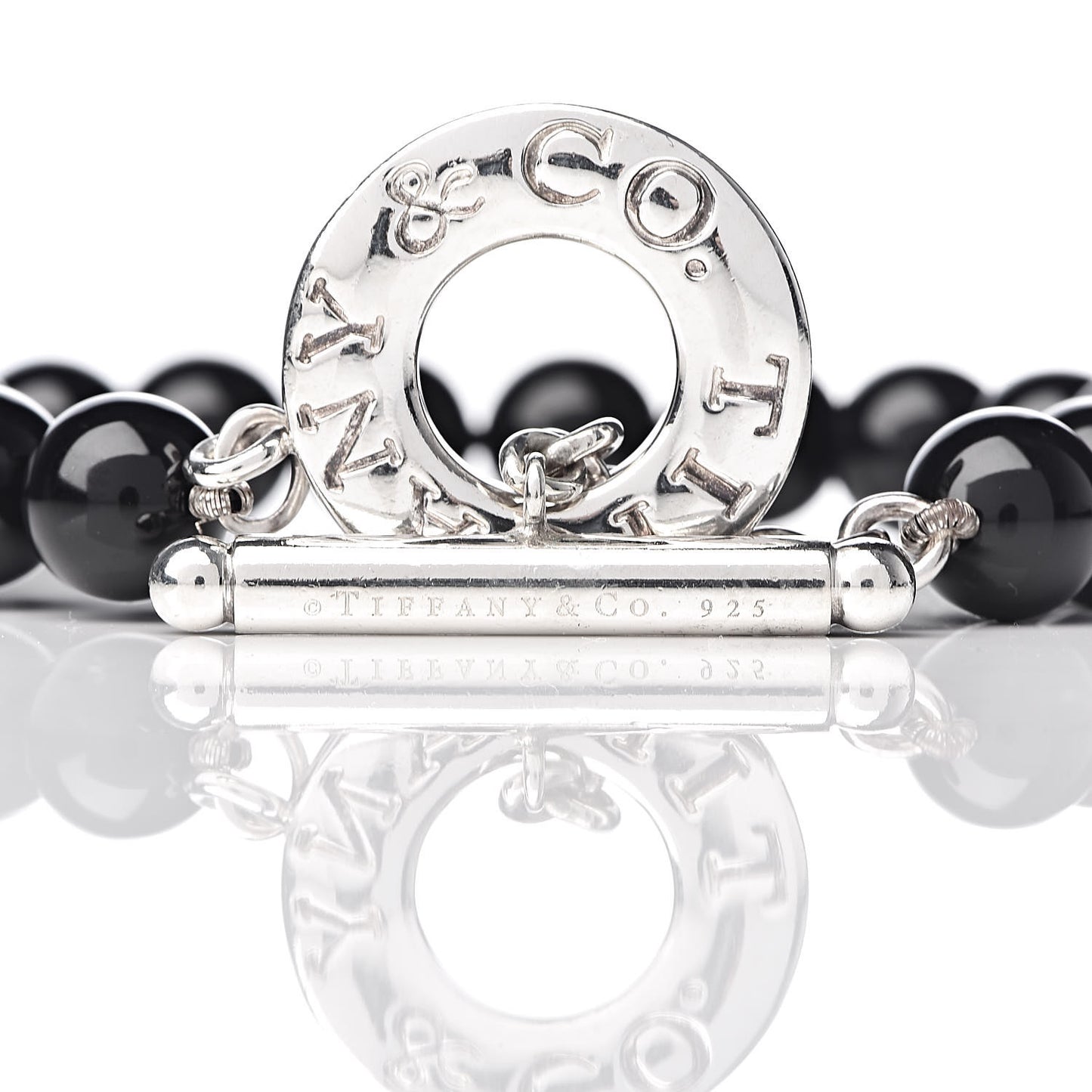 Sterling Silver Black Onyx Bead Toggle Bracelet