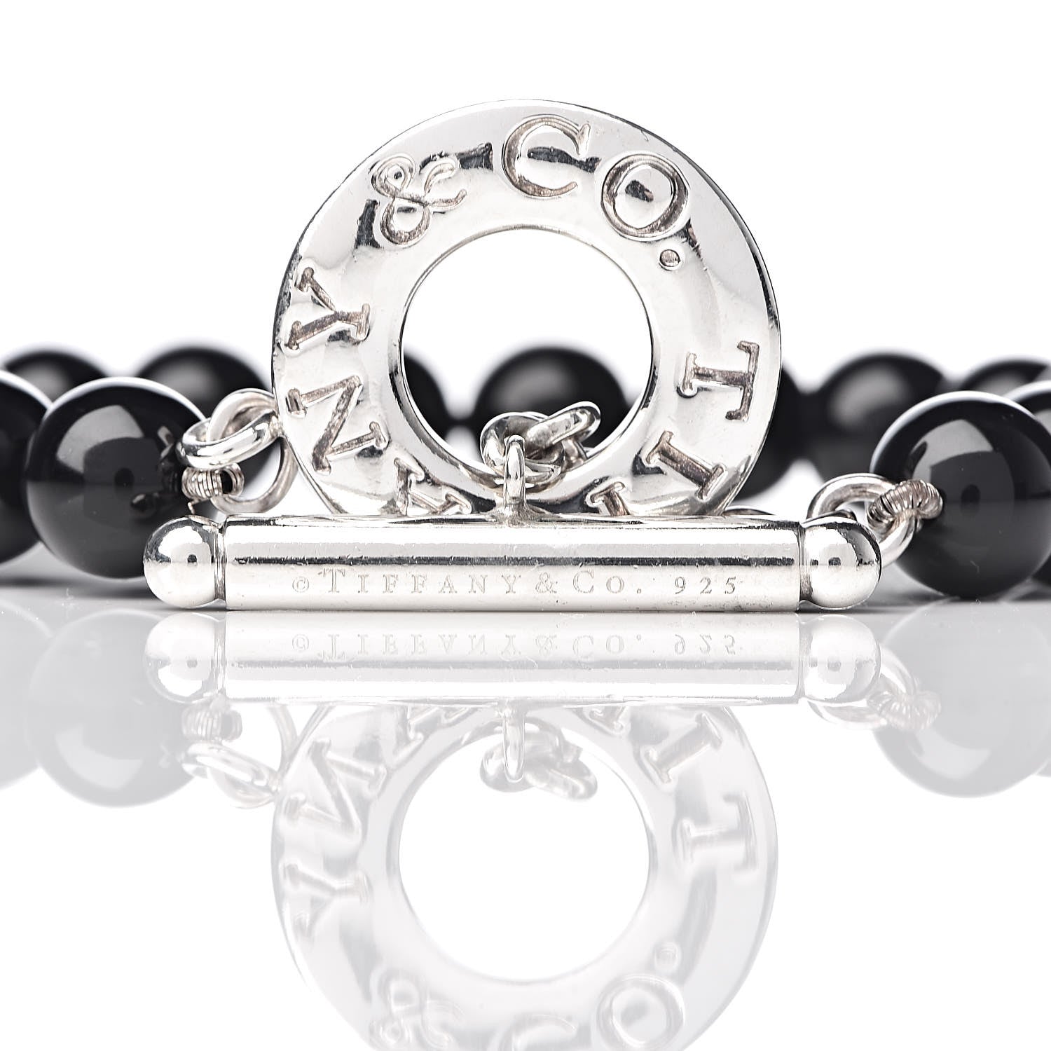 Tiffany Sterling Silver Black Onyx Bead Toggle Bracelet 5 of 5