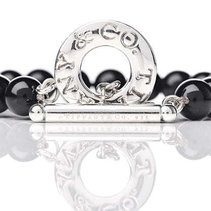 Tiffany Sterling Silver Black Onyx Bead Toggle Bracelet 5 of 5