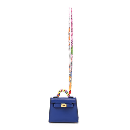 Hermes Tadelakt Mini Kelly Twilly Bag Charm Bleu Electrique 1 of 5