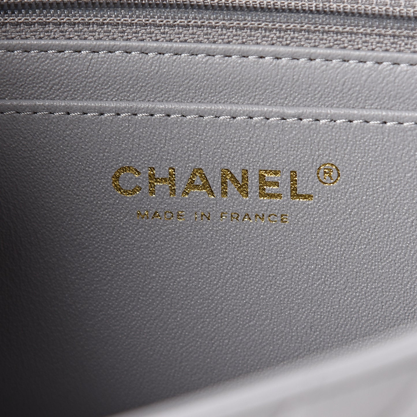 Lambskin Chevron Quilted Mini Rectangular Flap Grey