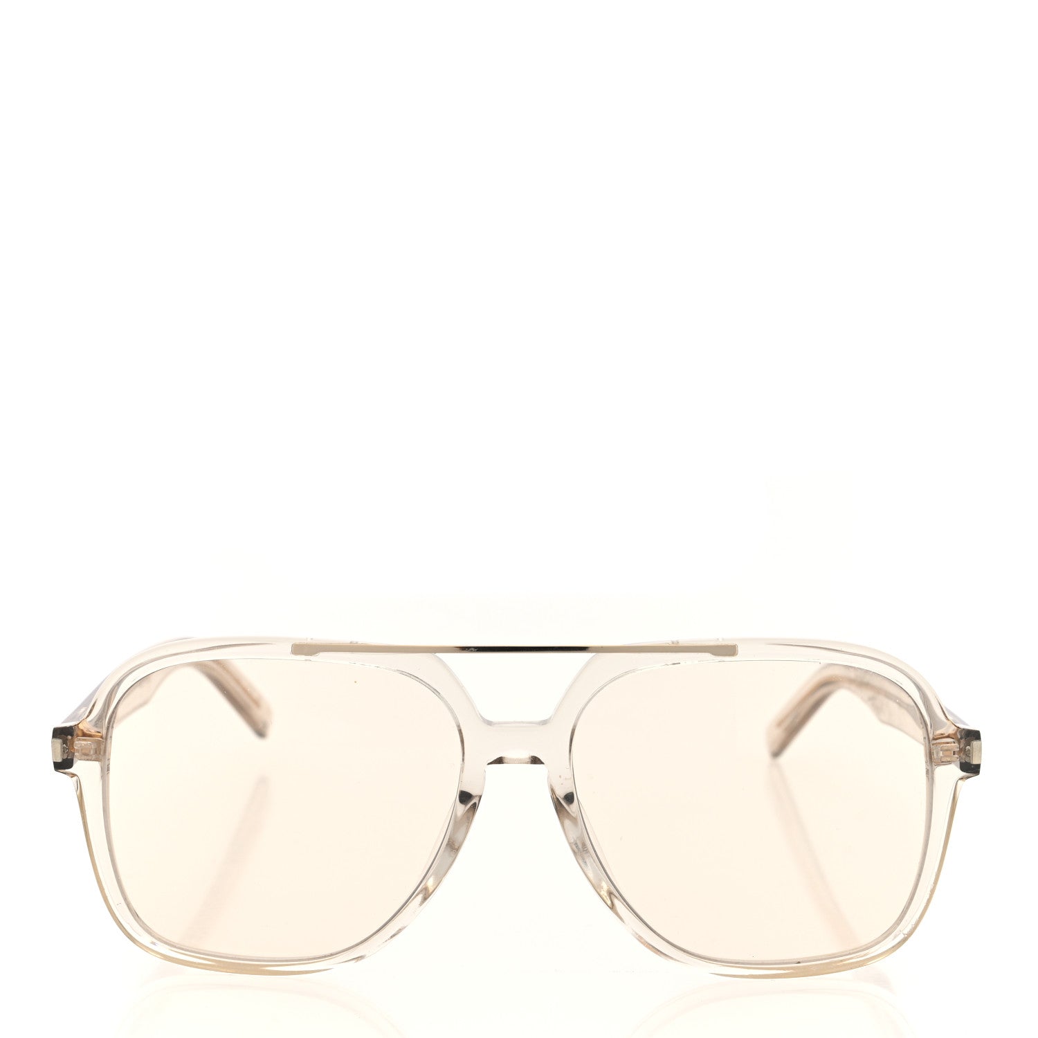 Saint Laurent Acetate Geometric Aviator Sunglasses SL 545 Transparent Cream Light Gold 2 of 7