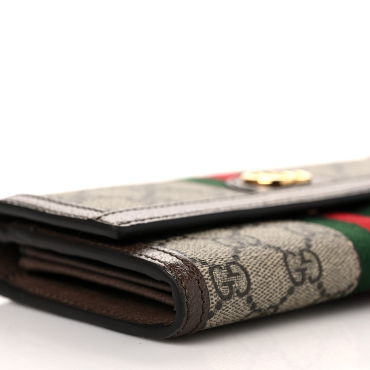 GG Supreme Monogram Web Ophidia Continental Wallet Brown