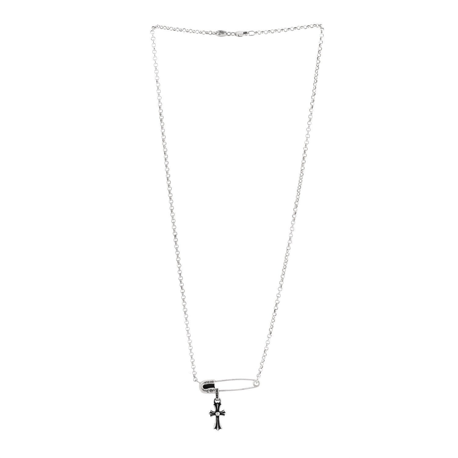 Chrome Hearts Sterling Silver Safety Pin Baby Fat Cross Pendant Necklace 3 of 6