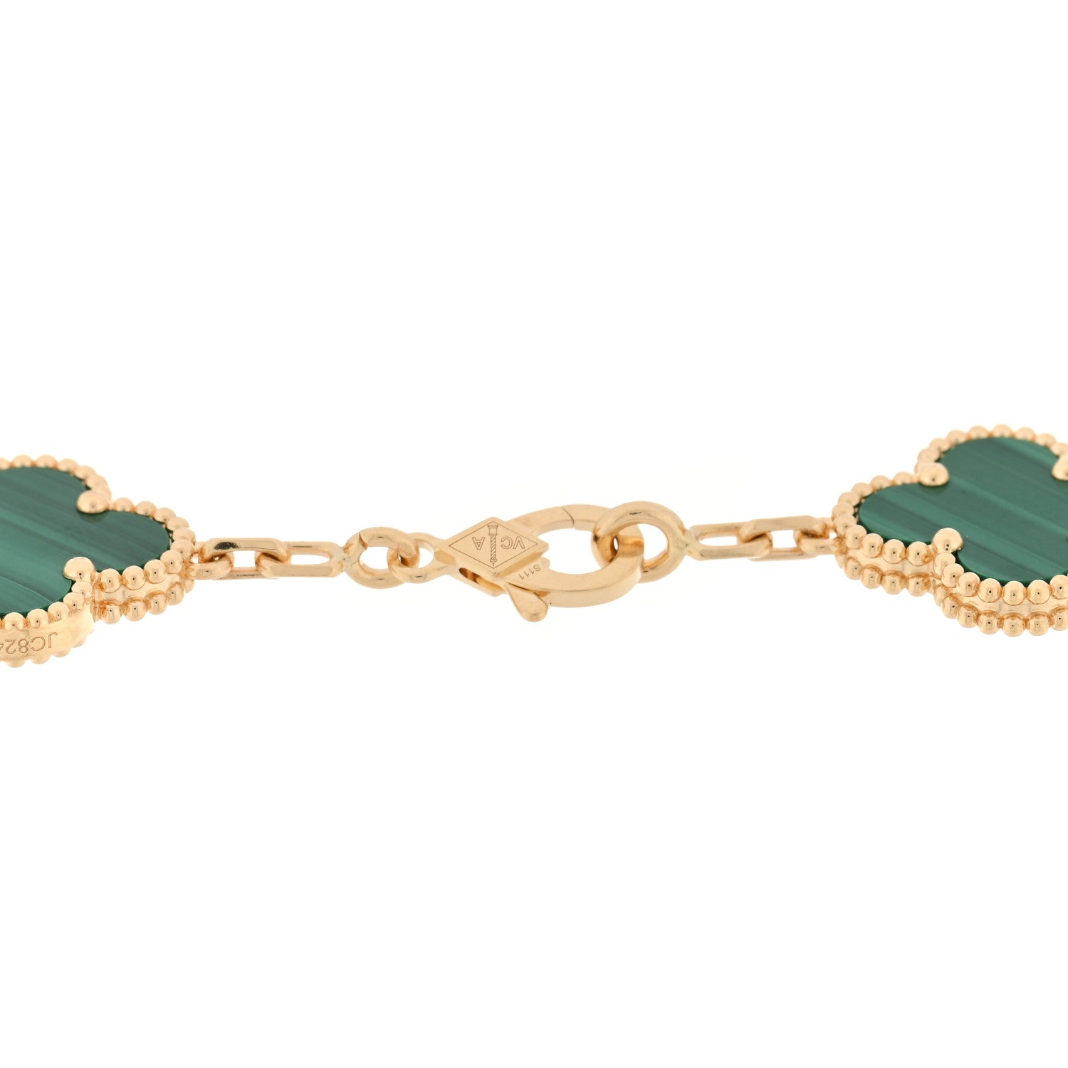 Van Cleef & Arpels 18K Yellow Gold Malachite 5 Motifs Vintage Alhambra Bracelet 3 of 4