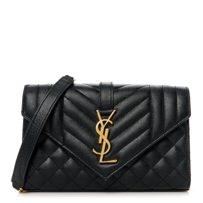 Saint Laurent Grain De Poudre Textured Mixed Matelasse Triquilt Small Monogram Satchel Black Blue 1 of 12