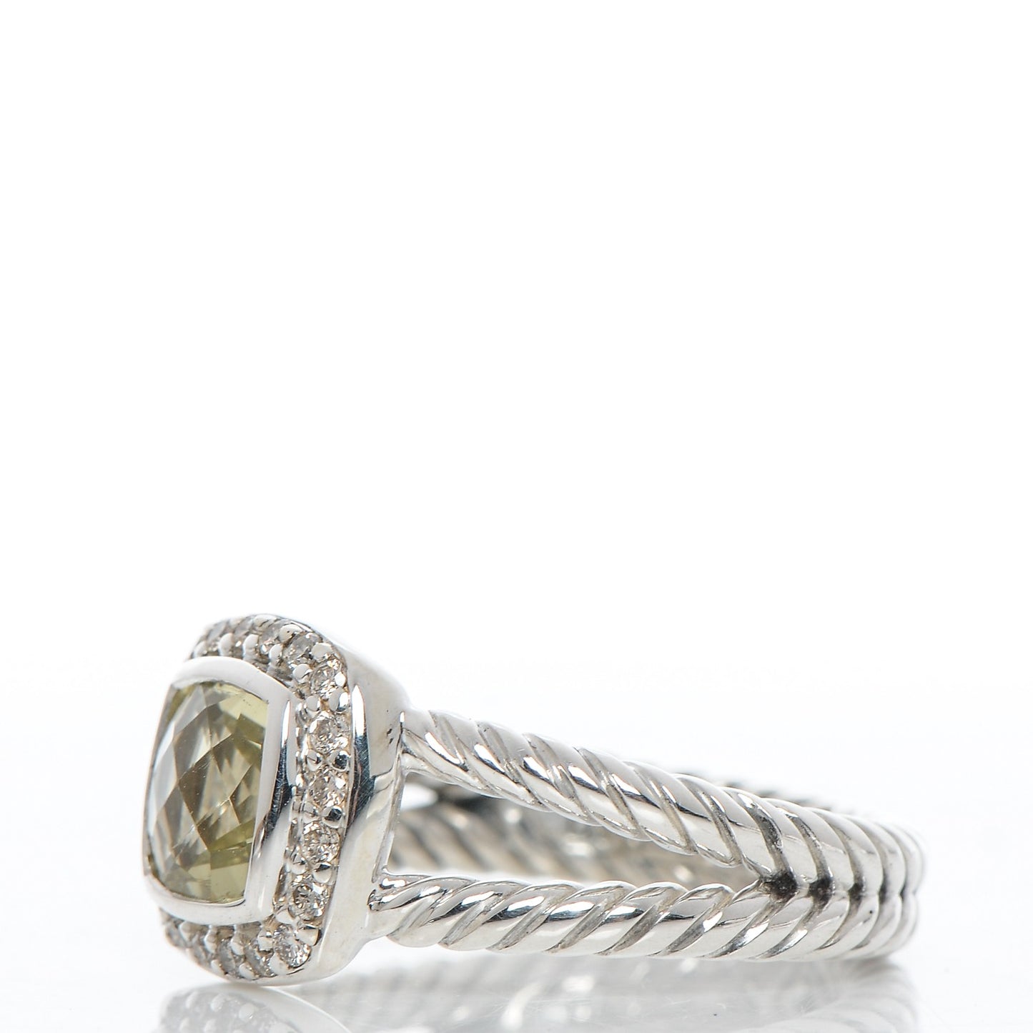 Sterling Silver Diamond Prasiolite 7mm Petite Albion Ring 54 7
