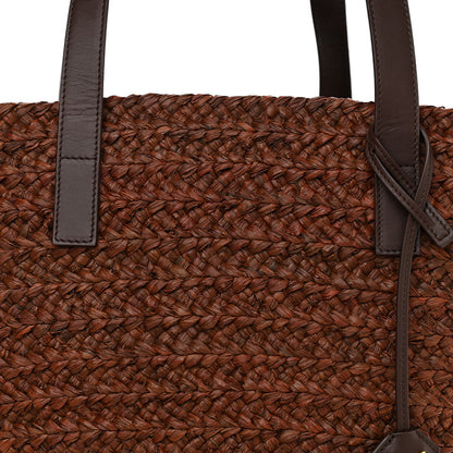 Saint Laurent Raffia Calfskin Medium Panier Tote Dark Chocolate 10 of 12
