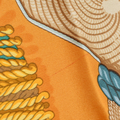 Hermes Silk Epaulettes Scarf 70 Black Jaune D'Or Vieil Or 7 of 7