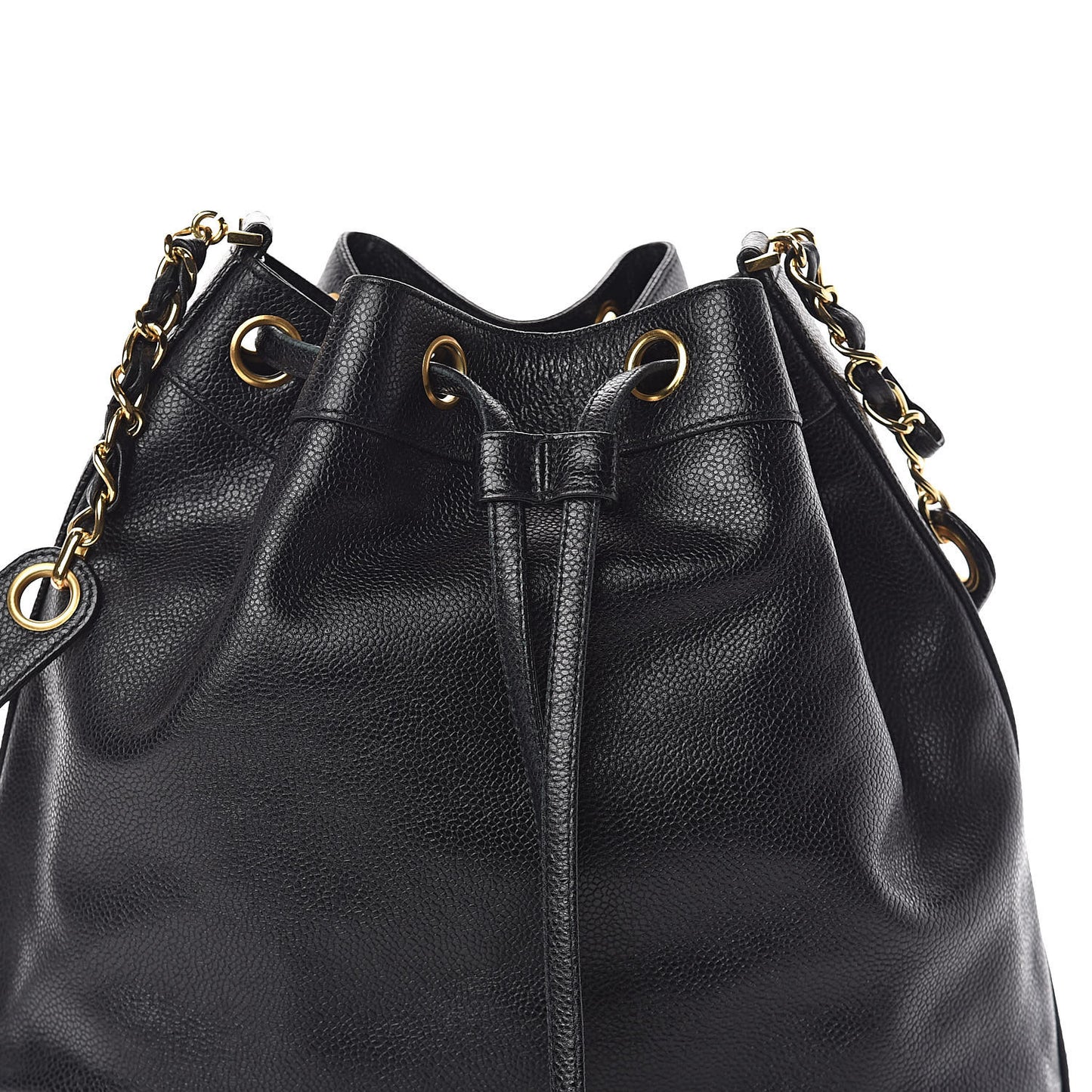 Caviar CC Drawstring Shoulder Bag Black