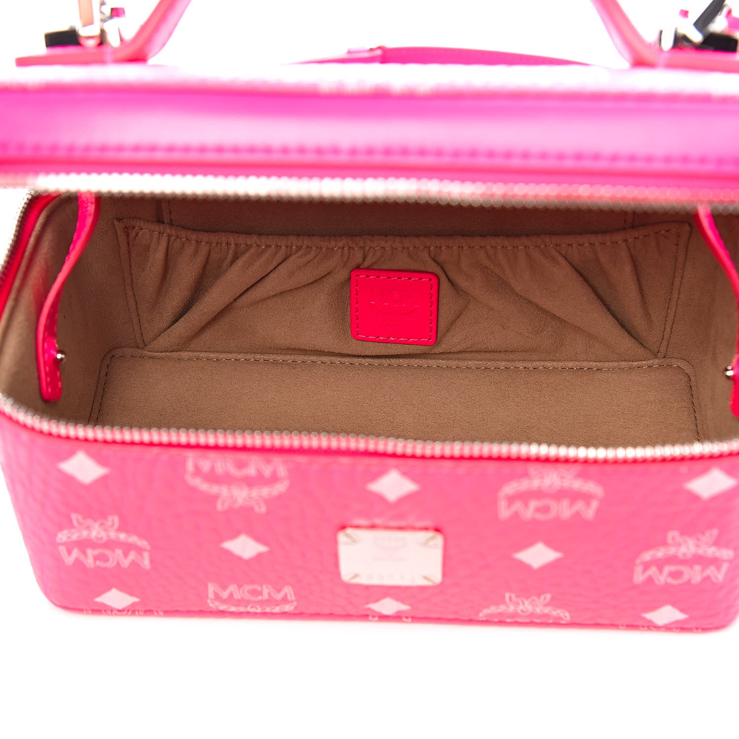 MCM Visetos Vanity Case Neon Pink 5 of 9