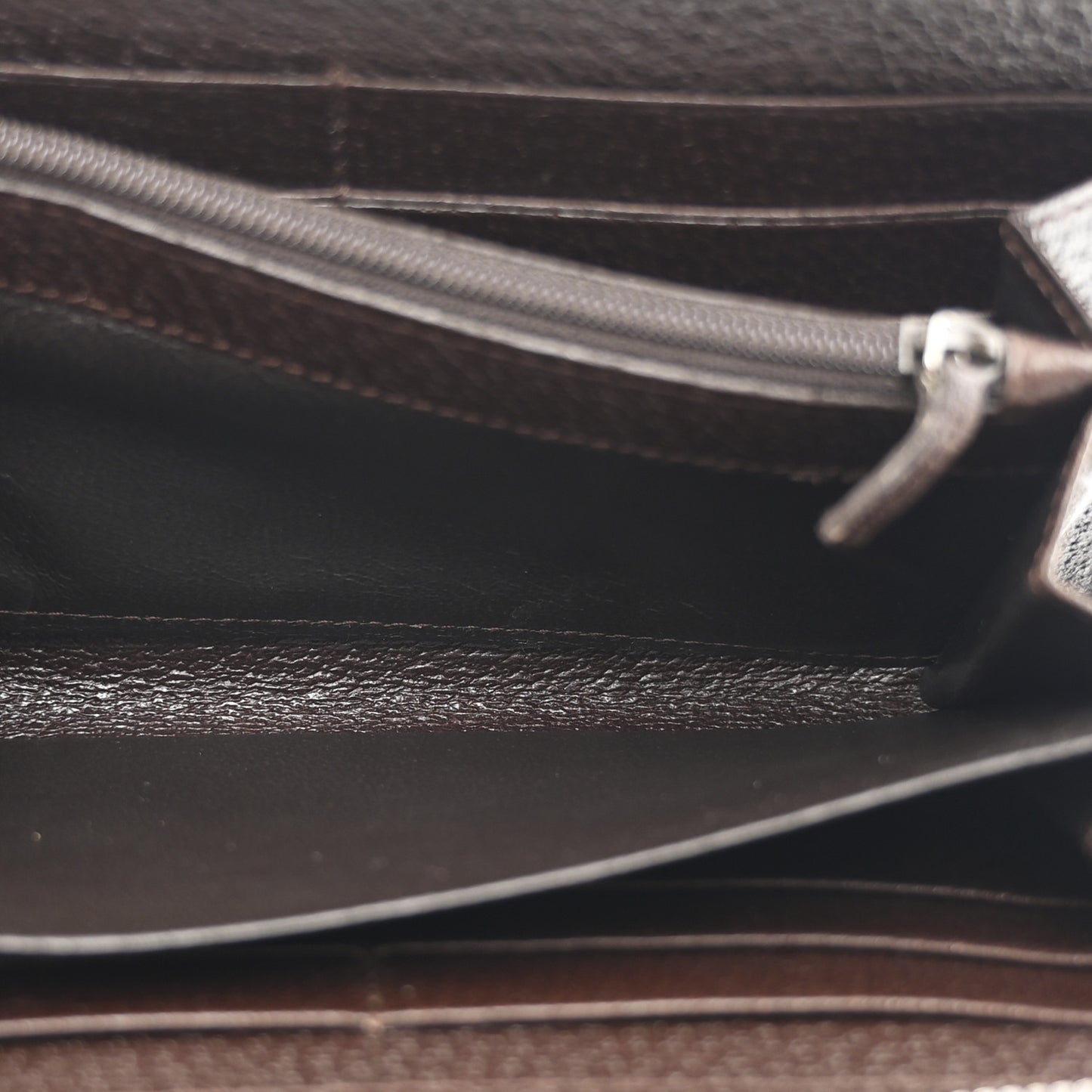 Monogram Metal Bar Zip Around Wallet Dark Brown