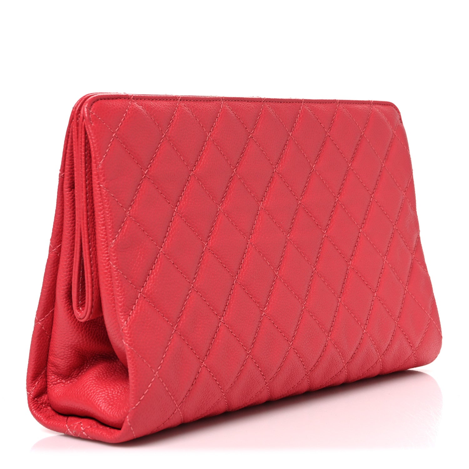 Chanel Caviar Quilted CC Large Clutch Coral 3 of 8