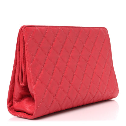 Chanel Caviar Quilted CC Large Clutch Coral 3 of 8