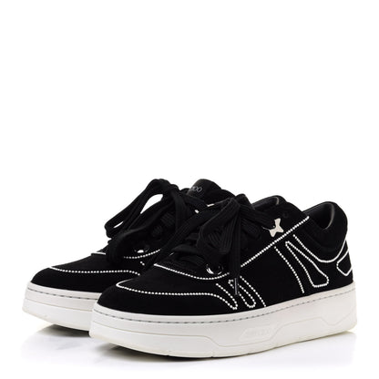 Jimmy Choo Suede Pearl Embellished Hawaii Low-Top Sneakers 36.5 Black 3 of 11