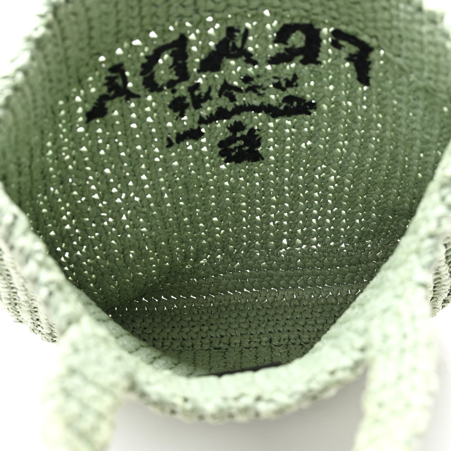 Yarn Raffia Effect Crochet Small Logo Tote Acqua