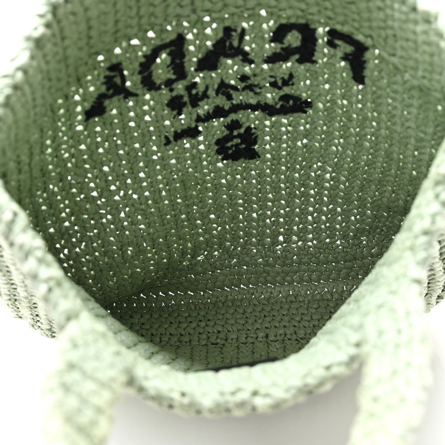 Prada Yarn Raffia Effect Crochet Small Logo Tote Acqua 5 of 10