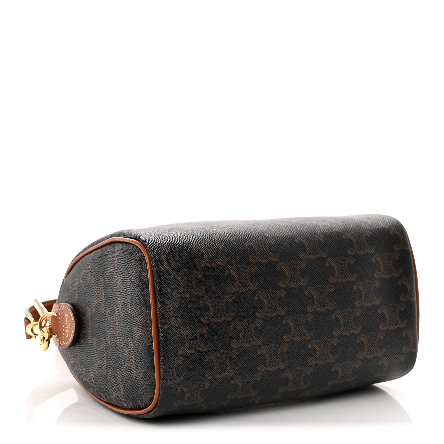 Celine Triomphe Canvas Calfskin Small Boston Bag Tan 4 of 9
