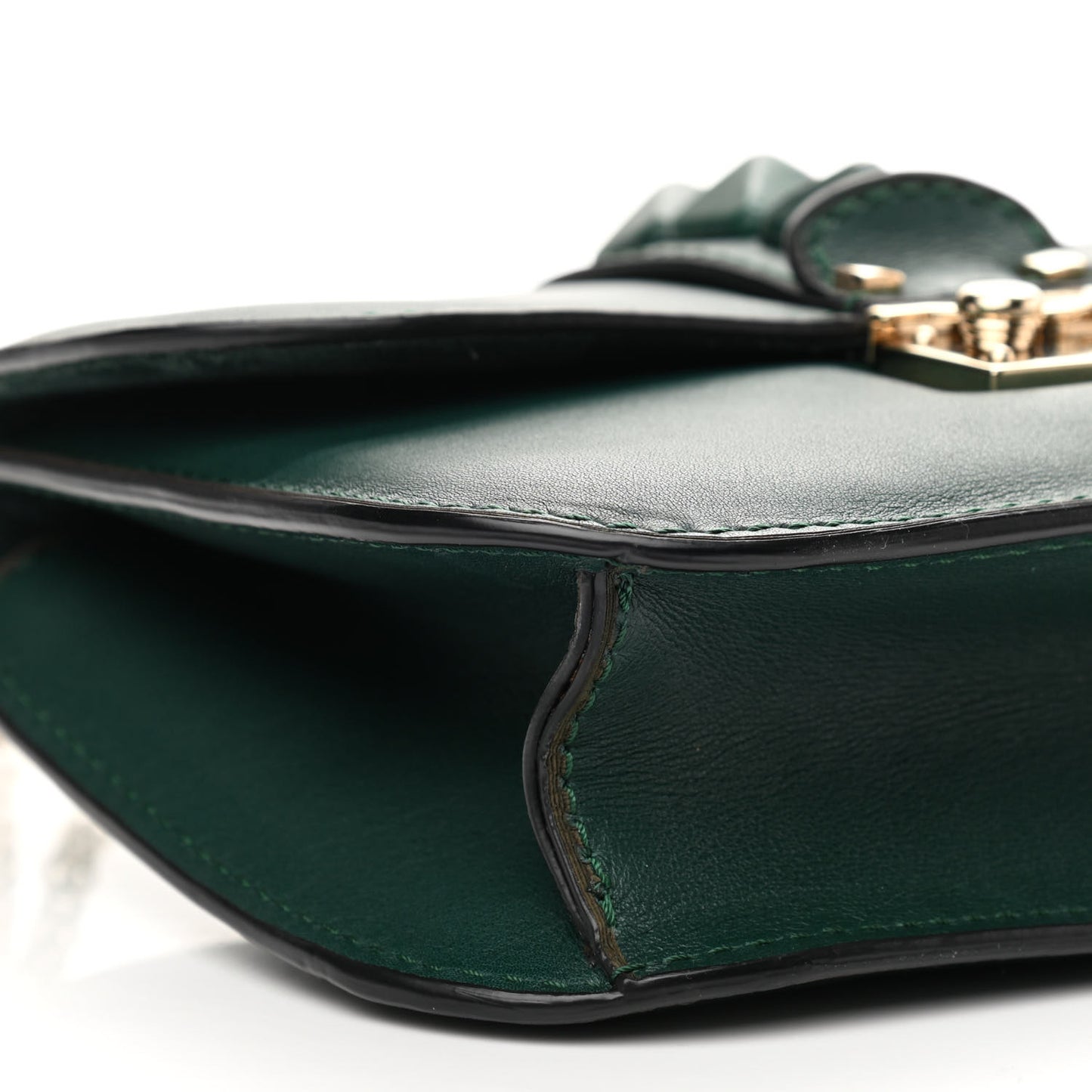 Vitello Small Glam Lock Rockstud Flap Light Emerald