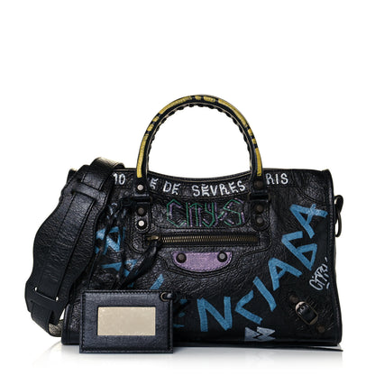 Balenciaga Agneau Graffiti All Over Classic Hardware S City Black Multicolor 1 of 12