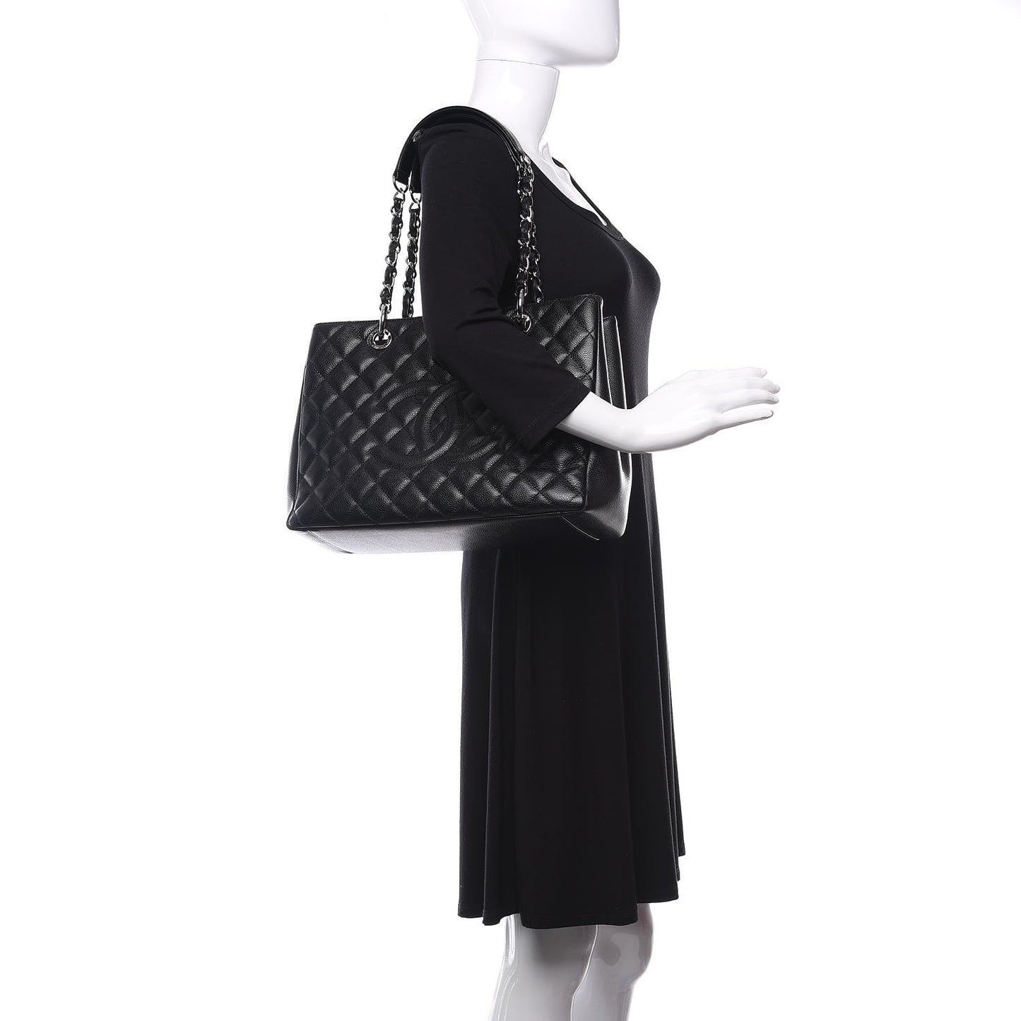 Caviar Quilted Grand Shopping Tote GST Black