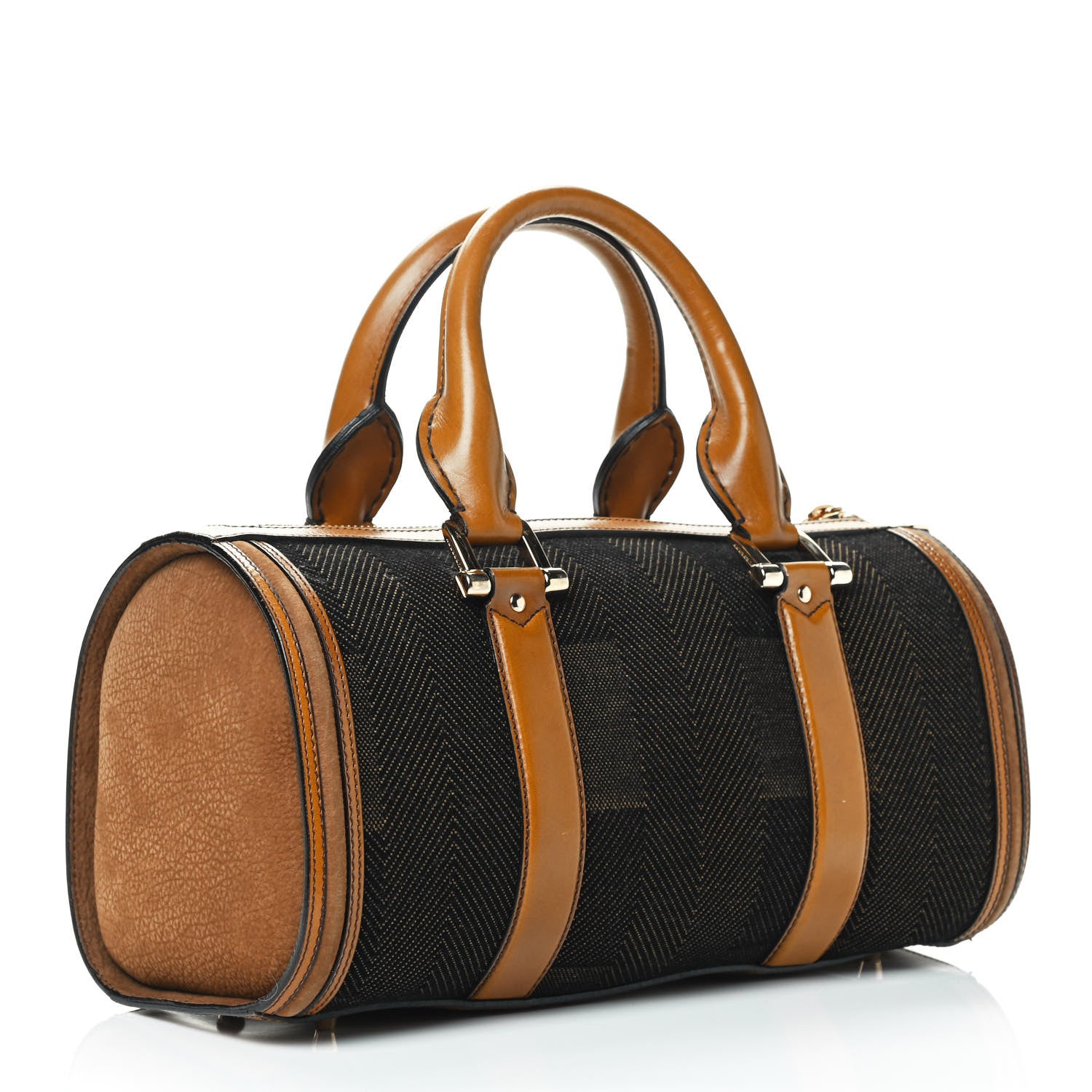 Burberry Prorsum Jacquard Tweed Medium Barrel Bag Brown 2 of 4