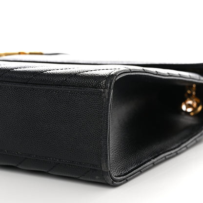 Saint Laurent Grain De Poudre Matelasse Chevron Large Monogram Satchel Black 10 of 11