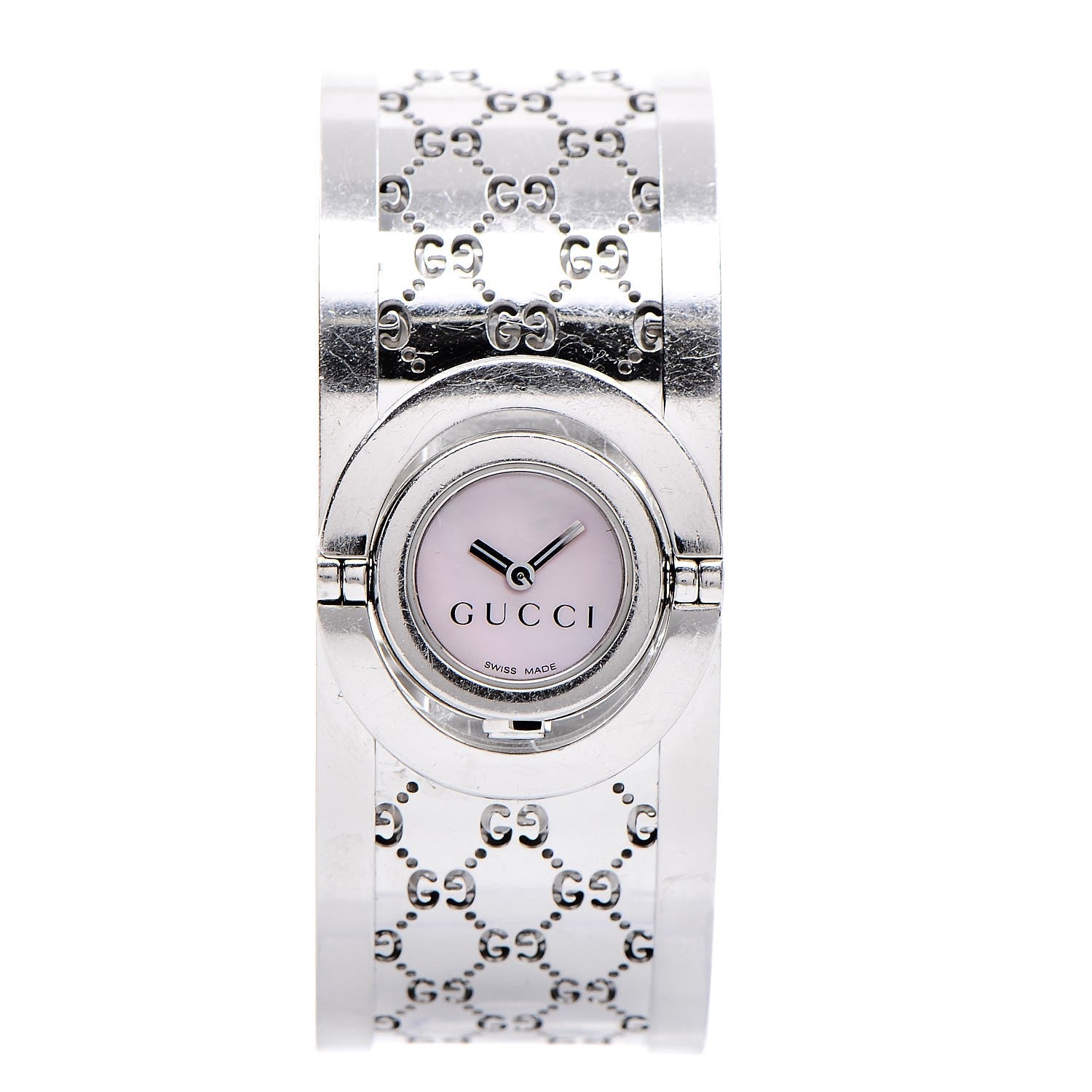 Gucci Stainless Steel Pink Mother of Pearl 23mm Twirl Quartz Watch 1 of 6
