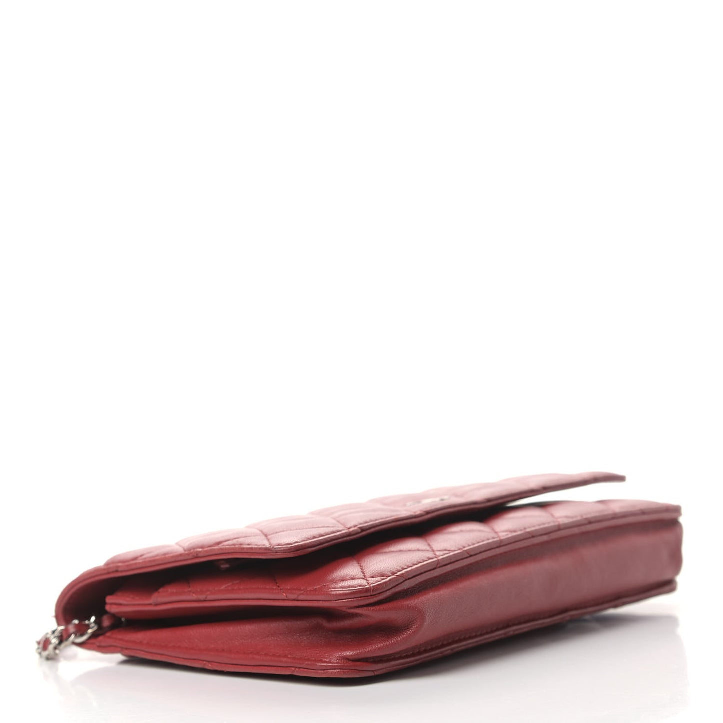Lambskin Quilted Wallet On Chain WOC Red