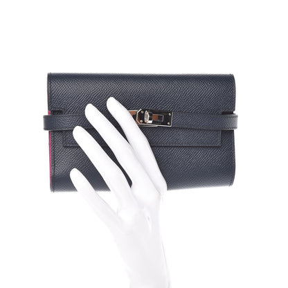 Hermes Epsom Medium Kelly Wallet Bleu Indigo Rose Pourpre 2 of 6