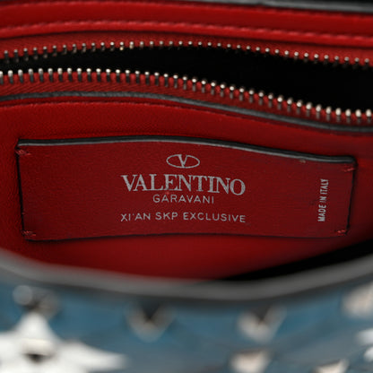 Valentino Garavani Metallic Wrinkled Lambskin Star Medium Rockstud Spike Shoulder Bag Peacock 6 of 9