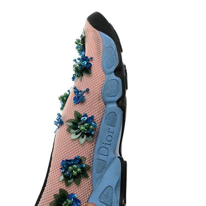 Christian Dior Technical Canvas Embellished Dior Fusion Sneakers 37.5 Pink Blue 10 of 11