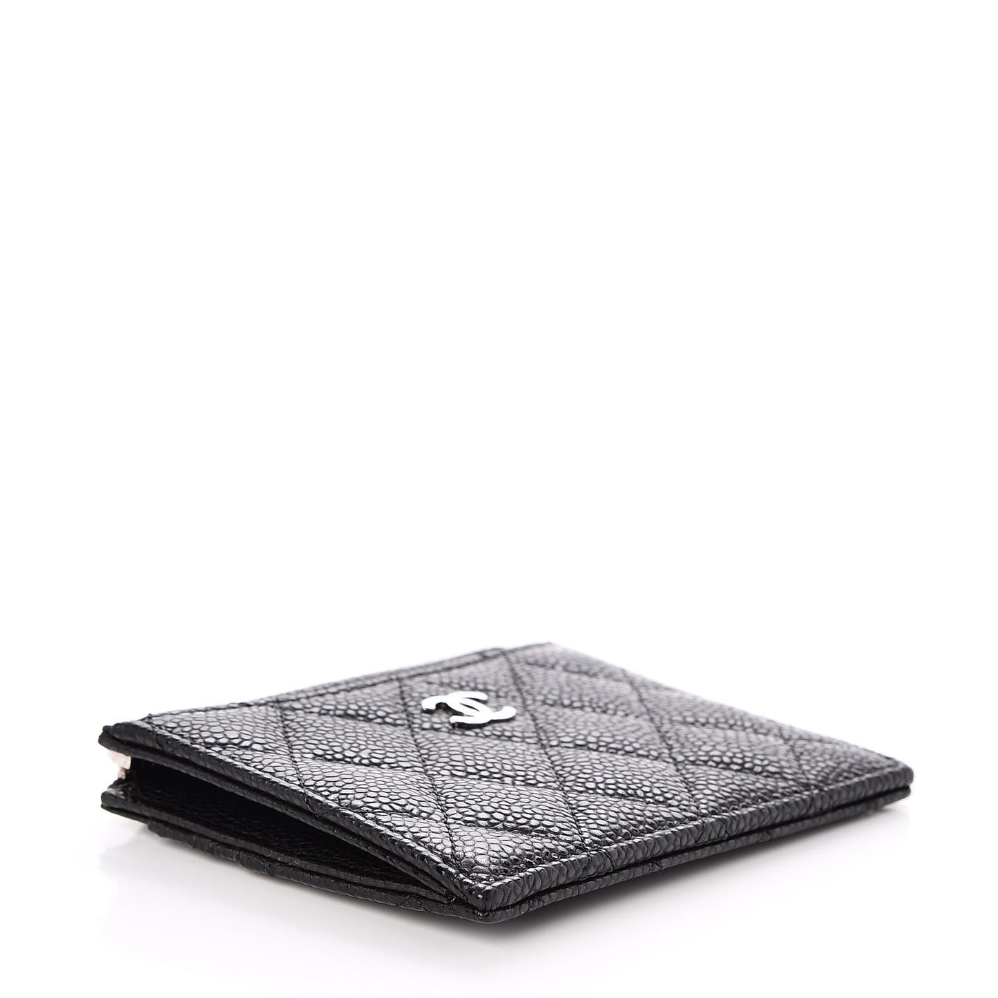 Caviar Quilted CC Zip Card Holder Black